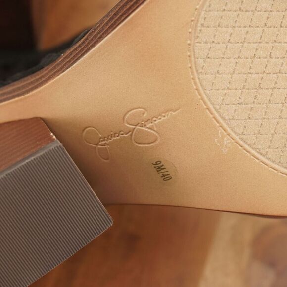 Jessica Simpson Womens Lukkah Boots Block Heel Pointed Knit Crochet Black 9M - Picture 7 of 9